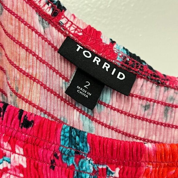 Torrid Red & Pink Floral Dress - Size 2X - Picture 4 of 6